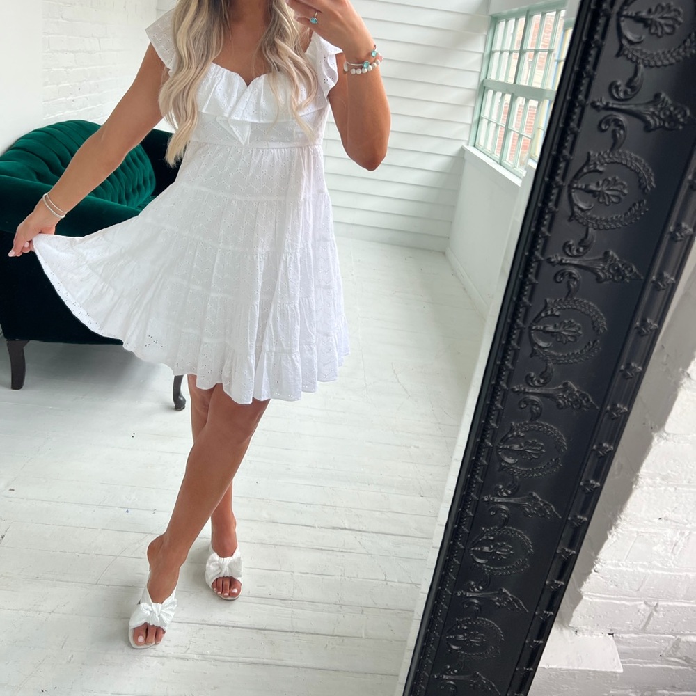 Lilly Pulitzer White Eyelet Ruffle Mini Dress